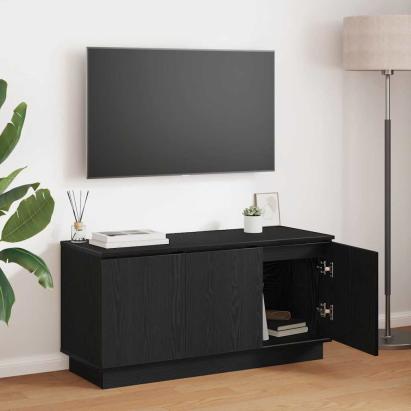 Cabinet TV cu LED Stejar negru 100 x 38 x 49 cm Lemn compozit GartenMobel Dekor