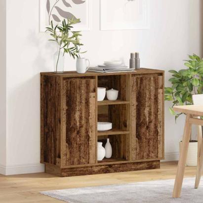 Bufet cu raft cu ușă Lemn Vechi 90 x 32 x 75 cm Lemn compozit GartenMobel Dekor