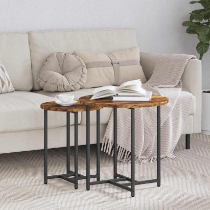 Set măsuțe laterale 2 pcs Stejar afumat și Negru GartenMobel Dekor