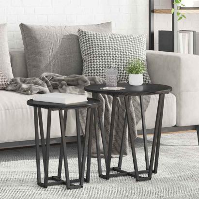 Set măsuțe laterale 2 pcs Stejar negru 50 x 50 x 50.5 cm GartenMobel Dekor