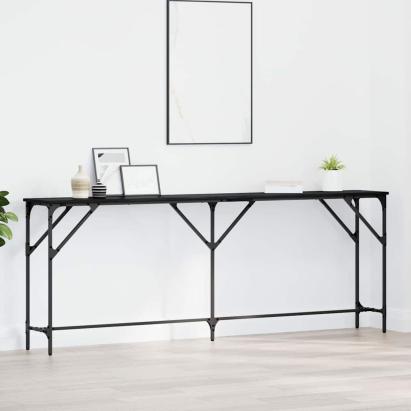 Masă console Stejar negru 200 x 29 x 75 cm Lemn compus și metal GartenMobel Dekor