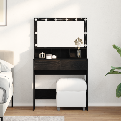 Masă de Machiaj Stejar negru 80 x 41 x 134.5 cm Lemn compozit GartenMobel Dekor