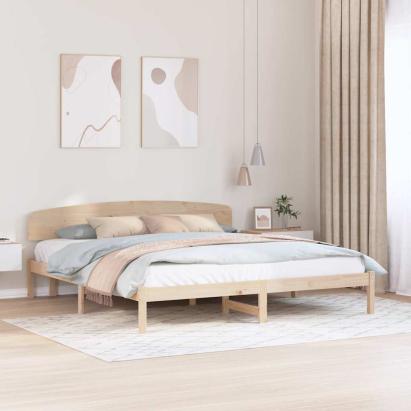 Cadru de pat cu headboard Maro 200 x 200 cm Lemn masiv de pin GartenMobel Dekor