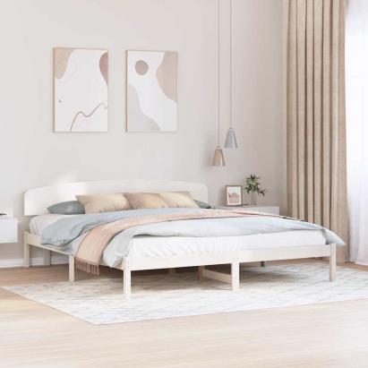 Cadru de pat cu headboard Alb 180 x 200 cm Lemn masiv de pin GartenMobel Dekor