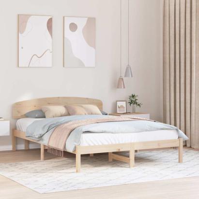 Cadru de pat cu headboard Maro 150 x 200 cm Lemn masiv de pin GartenMobel Dekor