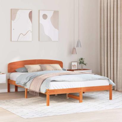 Cadru de pat cu headboard Maro 150 x 200 cm Lemn masiv de pin GartenMobel Dekor