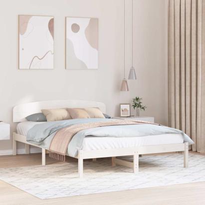 Cadru de pat cu headboard Alb 140 x 200 cm Lemn masiv de pin GartenMobel Dekor