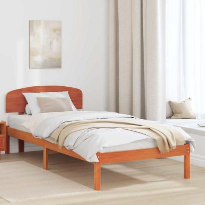 Cadru de pat cu headboard Maro 90 x 200 cm Lemn masiv de pin GartenMobel Dekor