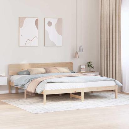 Cadru de pat cu headboard natural 180 x 200 cm GartenMobel Dekor