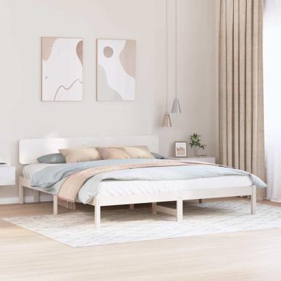 Cadru de pat cu headboard Alb 180 x 200 cm GartenMobel Dekor
