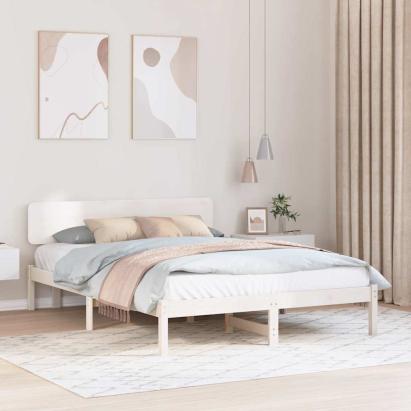 Cadru de pat cu headboard Alb 160 x 200 cm GartenMobel Dekor