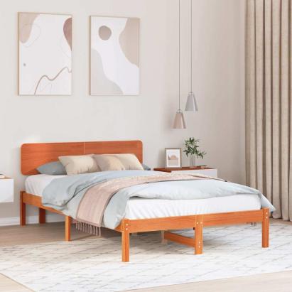 Cadru de pat cu headboard Maroniu cerat 135 x 190 cm GartenMobel Dekor