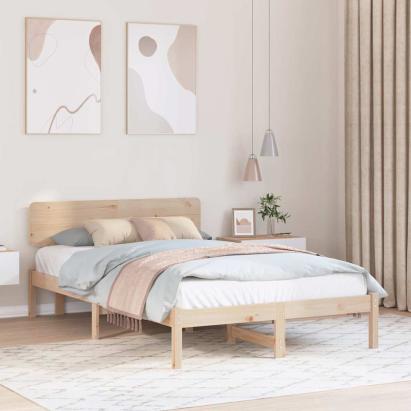 Cadru de pat cu headboard natural 120 x 190 cm GartenMobel Dekor