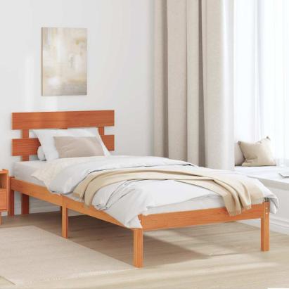 Cadru de pat cu headboard Maro 100 x 200 cm Lemn masiv de pin GartenMobel Dekor