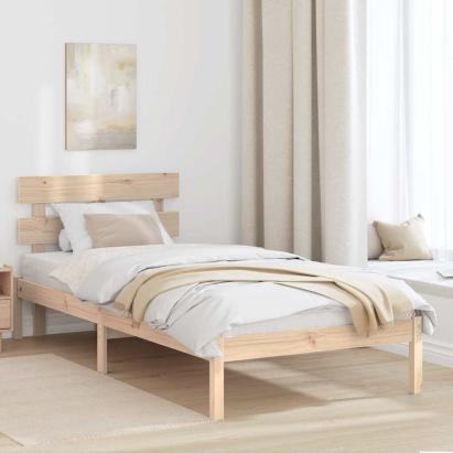 Cadru de pat cu headboard Maro 90 x 190 cm Lemn masiv de pin GartenMobel Dekor