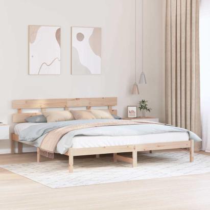 Cadru de pat cu headboard Maro 200 x 200 cm Lemn masiv de pin GartenMobel Dekor