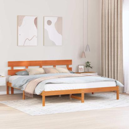 Cadru de pat cu headboard Maro 180 x 200 cm Lemn masiv de pin GartenMobel Dekor
