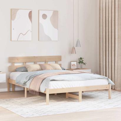 Cadru de pat cu headboard Maro 160 x 200 cm Lemn masiv de pin GartenMobel Dekor