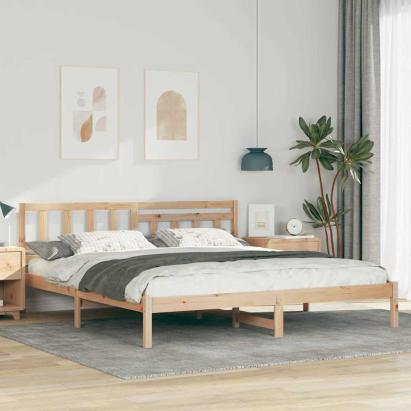 Cadru de pat cu headboard Maro 200 x 200 cm Lemn masiv de pin GartenMobel Dekor