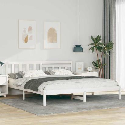 Cadru de pat cu headboard Alb 180 x 200 cm Lemn masiv de pin GartenMobel Dekor