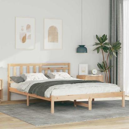 Cadru de pat cu headboard Maro 160 x 200 cm Lemn masiv de pin GartenMobel Dekor