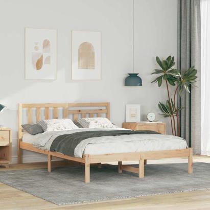 Cadru de pat cu headboard Maro 140 x 190 cm Lemn masiv de pin GartenMobel Dekor