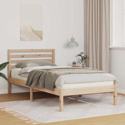 Cadru de pat cu headboard Maro 90 x 190 cm Lemn masiv de pin GartenMobel Dekor