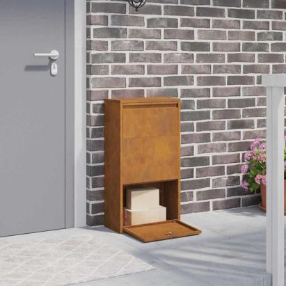 Cutie pentru colet cu depozitare Maro 44 x 22 x 82 cm Oțel GartenMobel Dekor