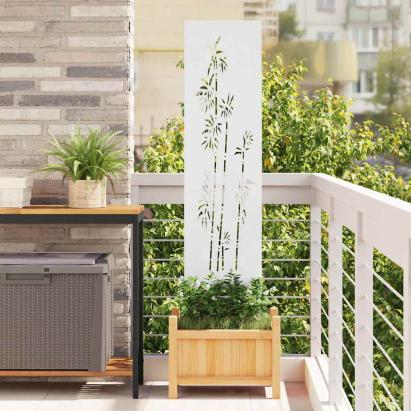 Ecran de intimitate pentru grădină Floral Alb 32 x 140 cm GartenMobel Dekor