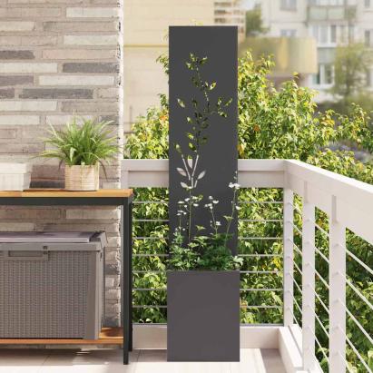 Ecran de intimitate pentru grădină Floral Negru 32 x 140 cm GartenMobel Dekor