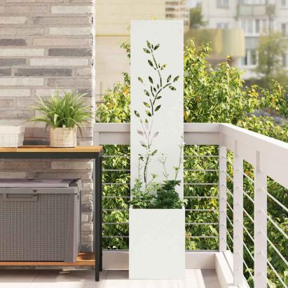 Ecran de intimitate pentru grădină Floral Alb 32 x 140 cm GartenMobel Dekor