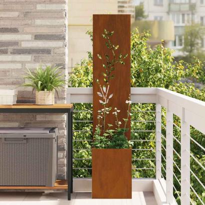 Ecran de intimitate pentru grădină Floral Ruginit 32 x 140 cm GartenMobel Dekor