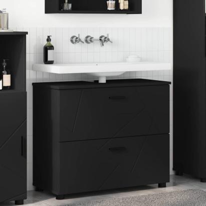 Dulap de Baie cu sertar Negru 76.5 x 35 x 64 cm Lemn compozit GartenMobel Dekor