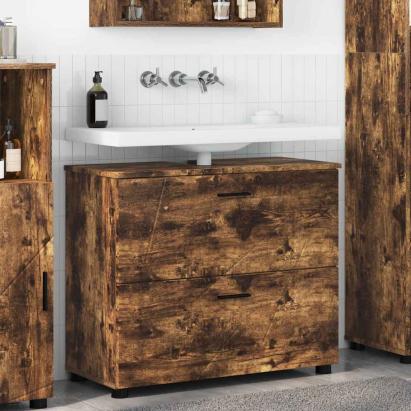Dulap de Baie Stejar afumat 76.5 x 35 x 64 cm Lemn compozit GartenMobel Dekor