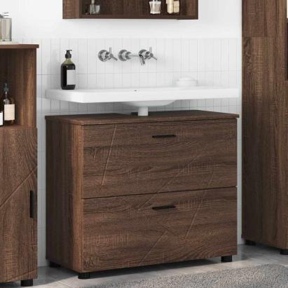 Dulap de Baie Stejar brun 76.5 x 35 x 64 cm Lemn compozit GartenMobel Dekor