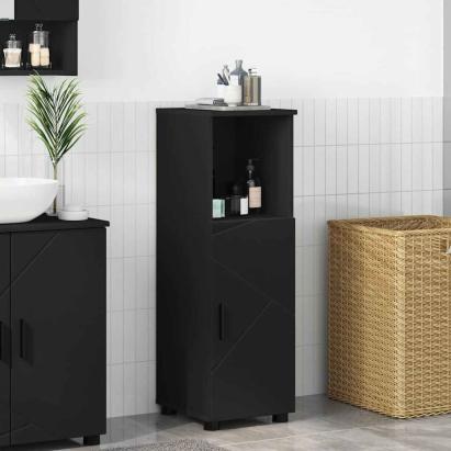 Dulap de Baie cu raft Negru 30 x 35 x 95 cm Lemn compozit GartenMobel Dekor