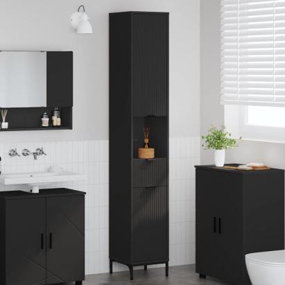 Dulap de baie înalt Negru 31.5 x 33 x 190 cm Lemn compozit GartenMobel Dekor