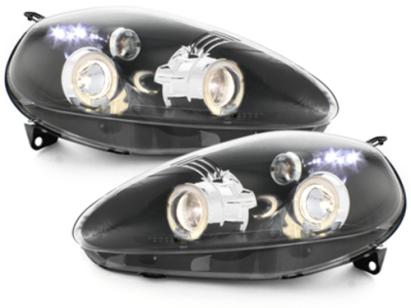 Faruri Fiat Grande Punto (09.2005-2008) Angel Eyes Negru Performance AutoTuning
