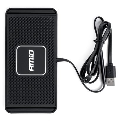 Incarcator wireless pentru masina, 15W, 3000 mA, cablu 1m, Negru, 158x78mm, silicon, WCP-1; AMIO AutoDrive ProParts