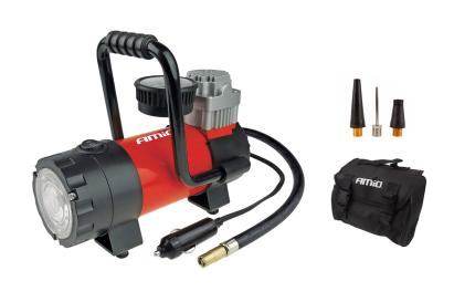 Compresor aer pentru masina, 12V HQ, lanterna LED, 7 Bar, max 100 PSI, 35L/min, manometru; AMIO AutoDrive ProParts