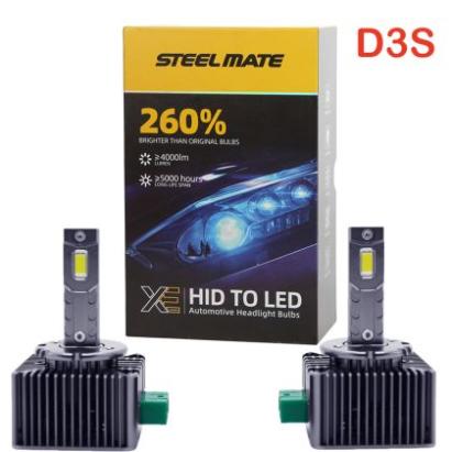 Set de 2 Becuri Faruri Conversie Hid-Led, Steelmate LED D3S Led, Plug & Play, 6000k, Miez Cupru, Radiator Aluminiu Silentios, Calitate Premium CarStore Technology