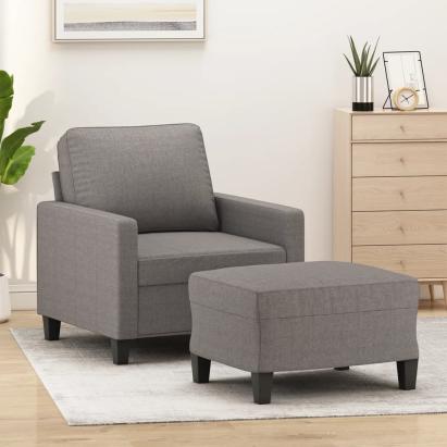 Fotoliu canapea cu taburet, taupe, 60 cm, material textil GartenMobel Dekor