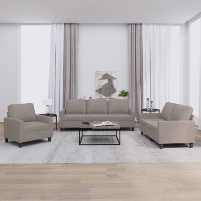 Set de canapea cu perne, 3 piese, gri taupe, material textil GartenMobel Dekor