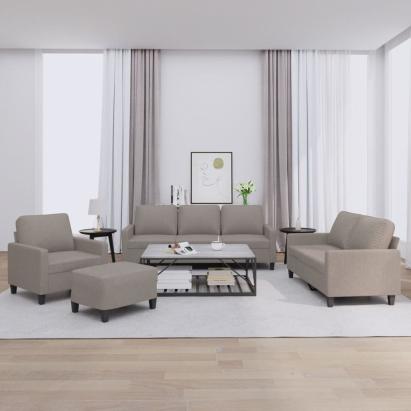 Set de canapea cu perne, 4 piese, gri taupe, material textil GartenMobel Dekor