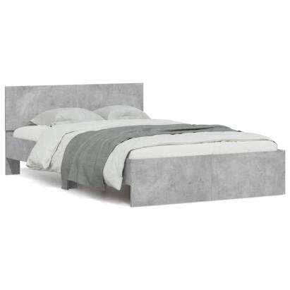 Cadru de pat cu tăblie și LED, gri beton, 140x200 cm GartenMobel Dekor