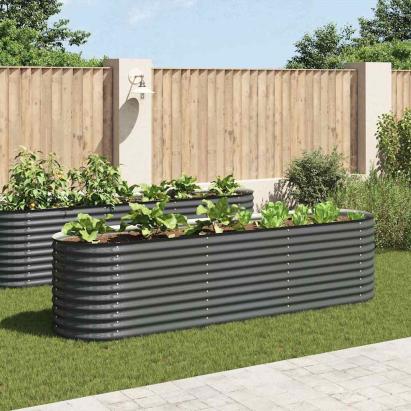 Strat înălțat de grădină, gri, 320 x 80 x 81 cm oțel galvanizat GartenMobel Dekor