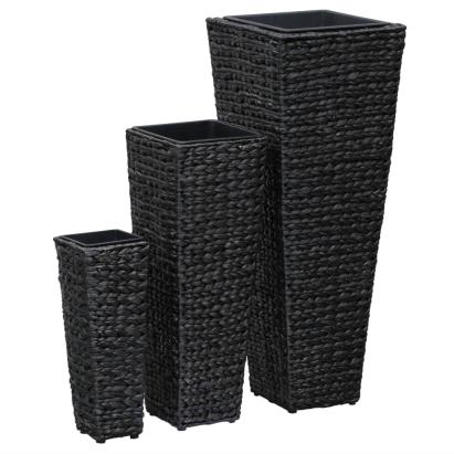 Straturi înălțate, 3 buc., negru, zambilă de apă GartenMobel Dekor