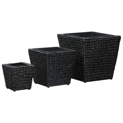 Straturi înălțate, 3 buc., negru, zambilă de apă GartenMobel Dekor