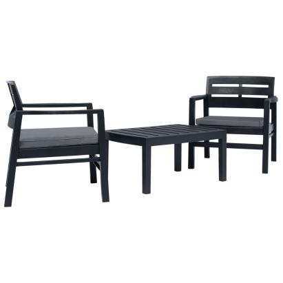 Set mobilier de grădină, 3 piese, antracit, plastic GartenMobel Dekor
