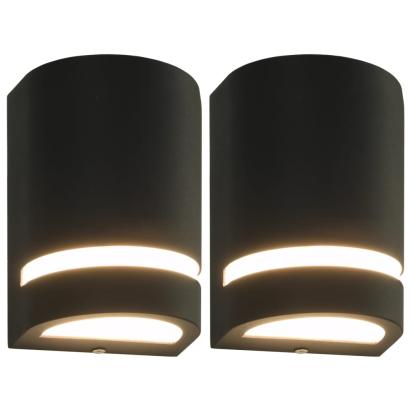 Lămpi de perete pentru exterior 2 buc. negru 35 W semirotund GartenMobel Dekor